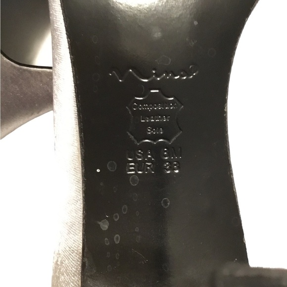 Nina Silver Satin Bow Open Toe Heels Pumps size 8 - Picture 5 of 5